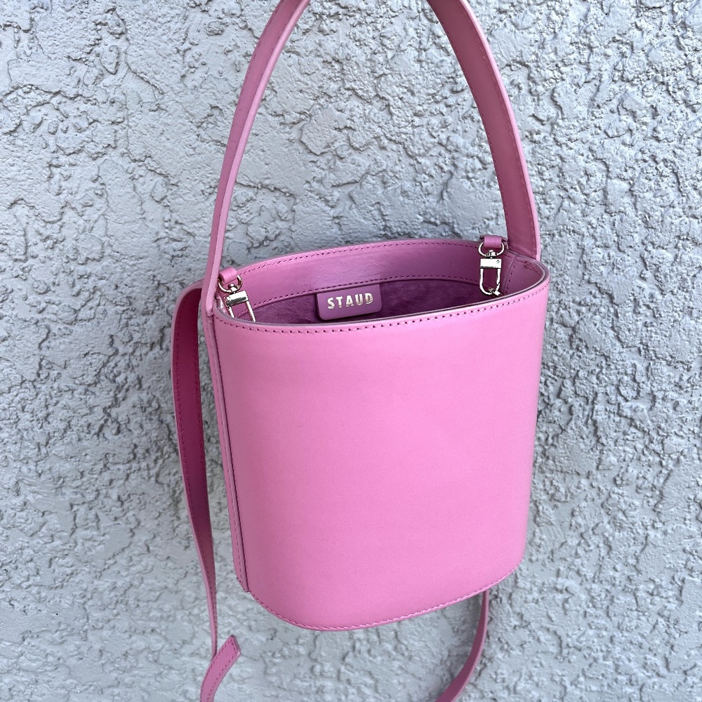 New STAUD Bissett Leather Bucket Bag